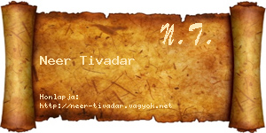 Neer Tivadar névjegykártya